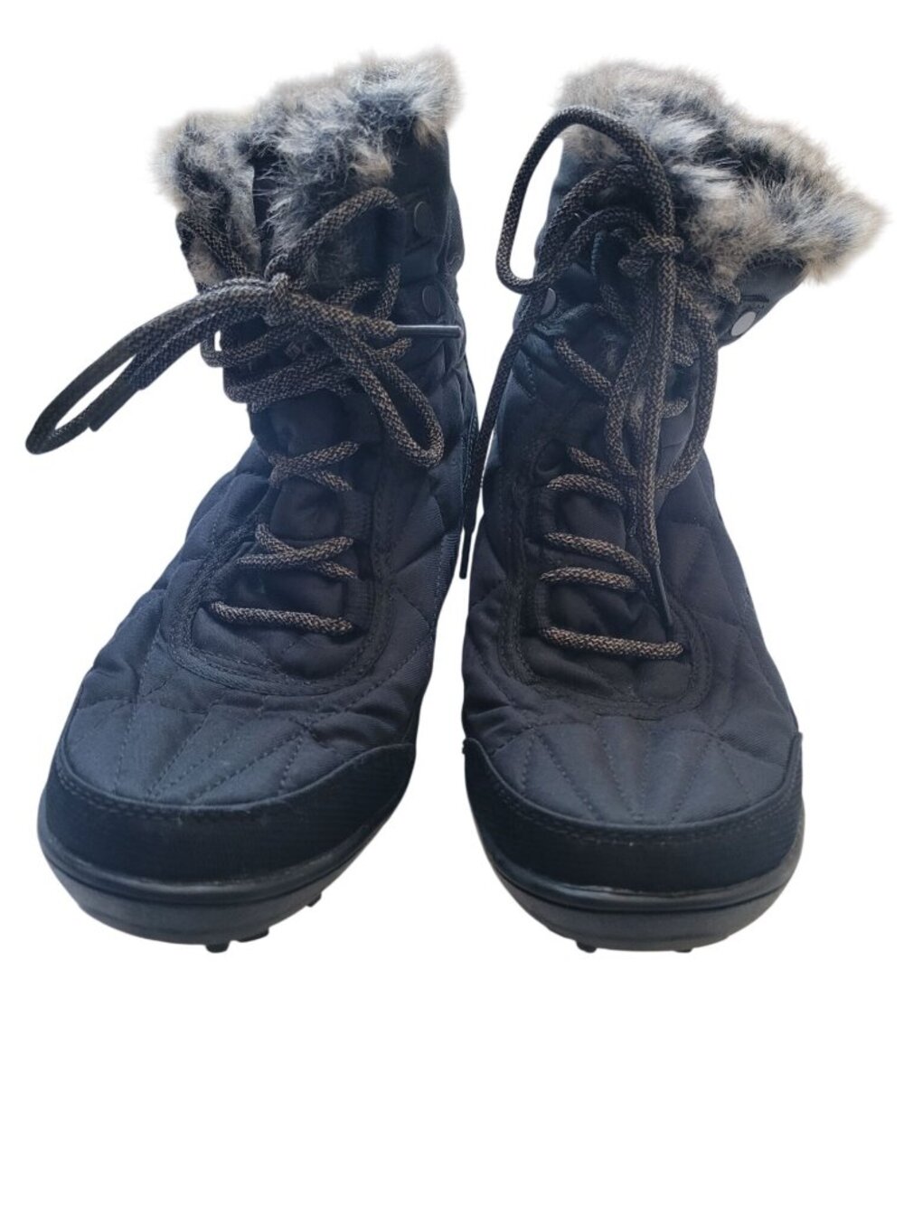 Columbia Women's Minx Shorty boots, a black quilted design Faux Fur Trim Sz 9.5 - Picture 2 of 10